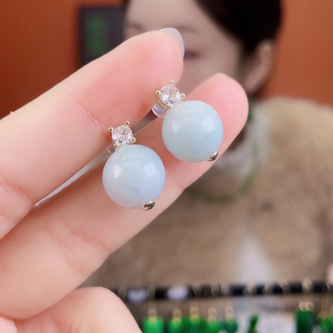 翡翠未镶嵌耳饰饰品