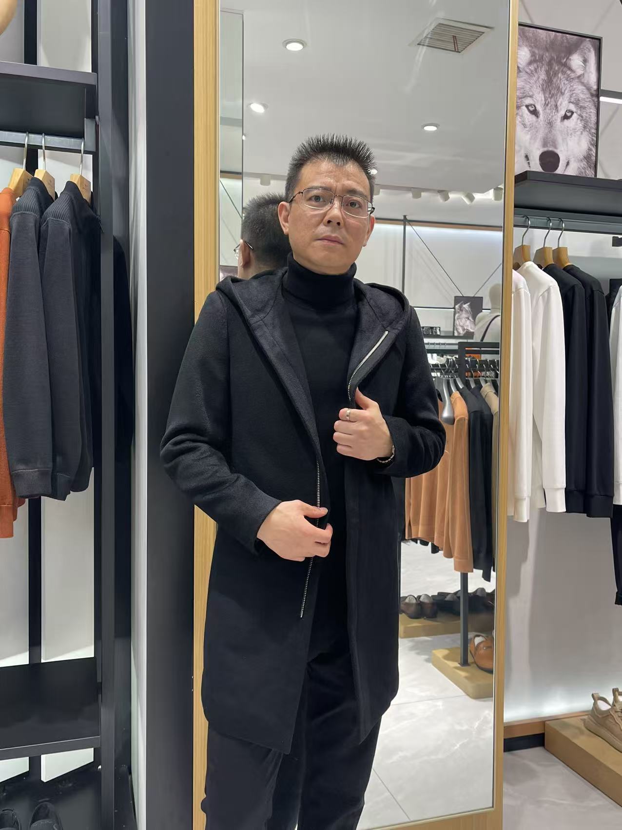 Septwolves/七匹狼18年秋冬特价款连帽羊毛大衣（6538）