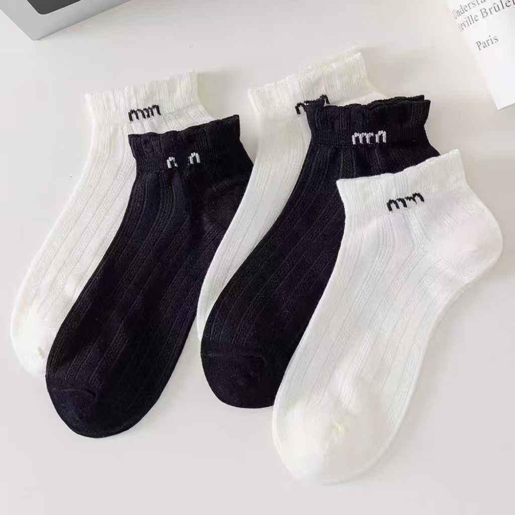 短筒纯色薄款女拼接夏季堆堆袜子