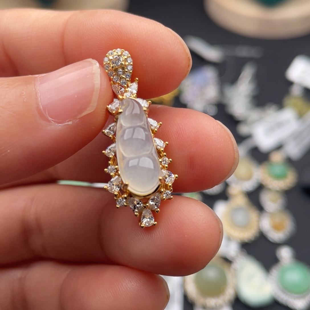 翡翠银S925镶嵌吊坠(不含链)