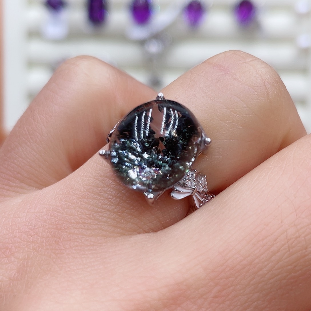 水晶戒指银S925镶嵌戒指