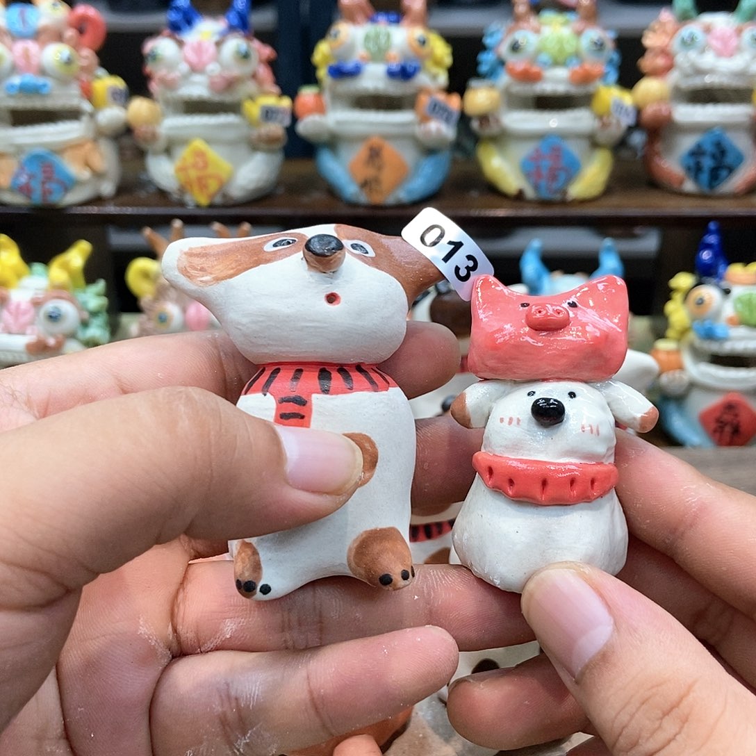 摆件秋****夜直播间手工抽象陶瓷摆件013组合