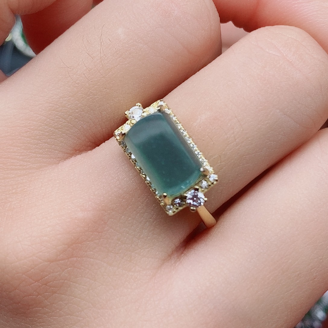 翡翠戒指银S925镶嵌戒指