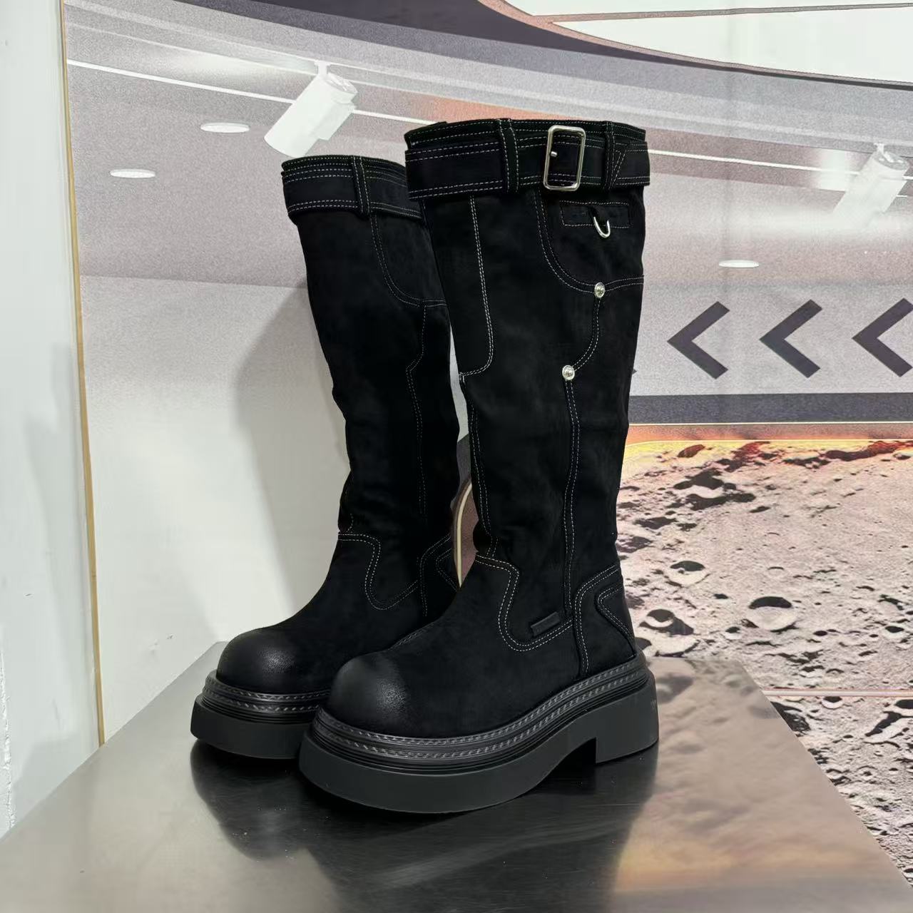 1079加绒新款2025长筒爆款精品长筒时装靴子百搭骑士靴