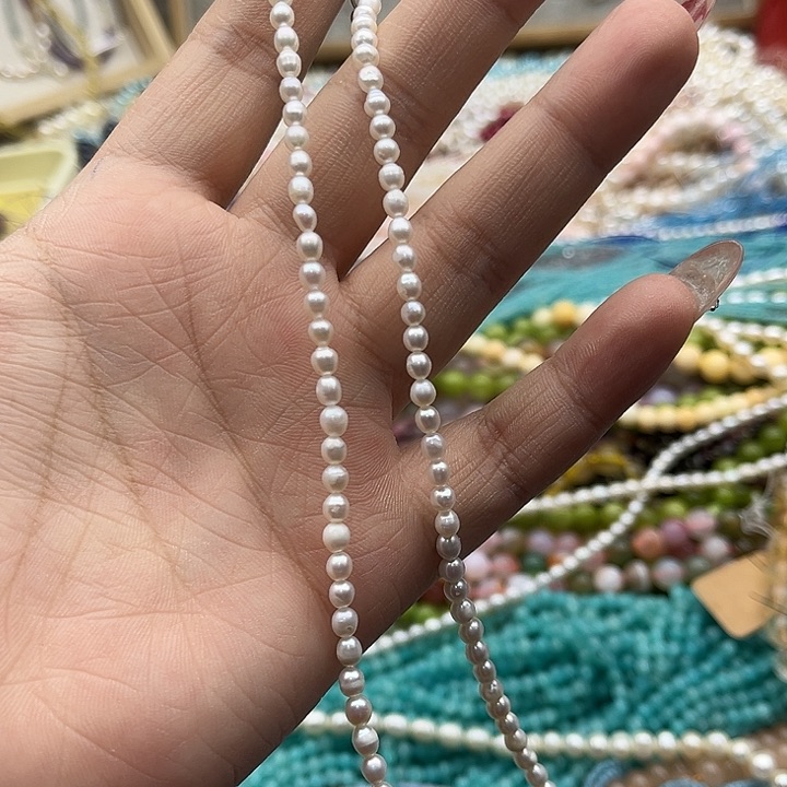 玛瑙/玉髓珠宝半成品未镶嵌慧*3.5mm左右米珠珍珠颈链