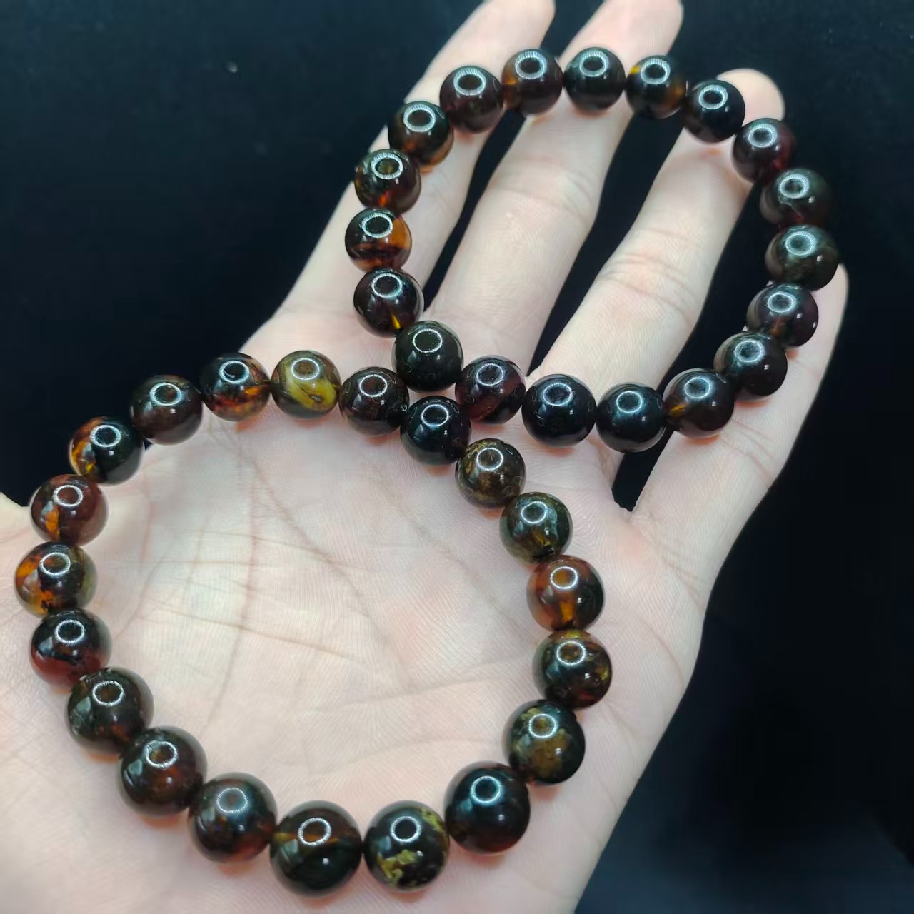 【康康严选】星际蓝翁珀琥珀单圈手串GL【多样性发其一】约9mm+