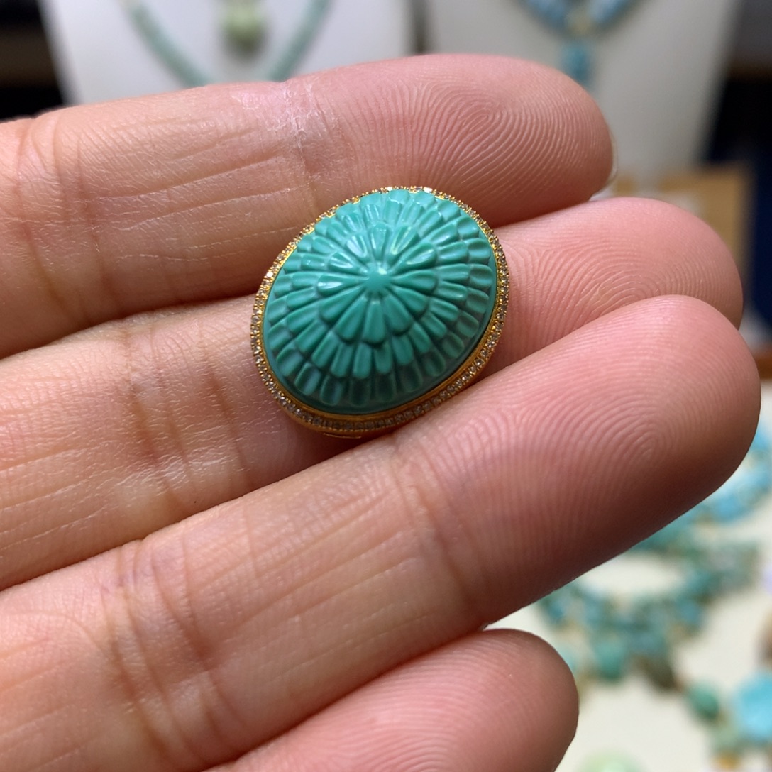 绿松石18K金镶嵌配饰