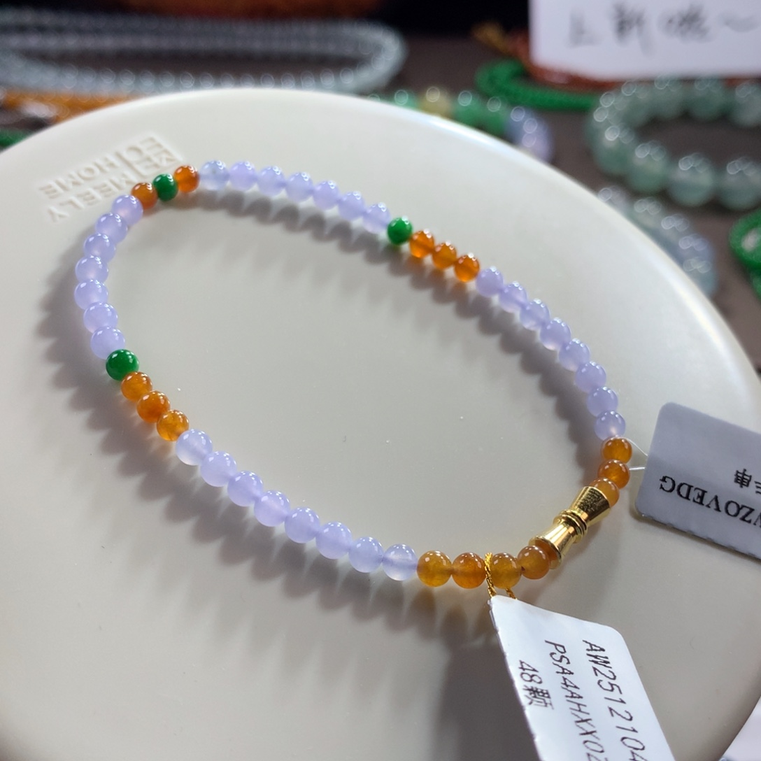 翡翠未镶嵌手链福利款冰紫小米多宝单圈卡3.5~3.7