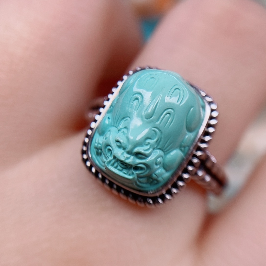 绿松石戒指银S925镶嵌