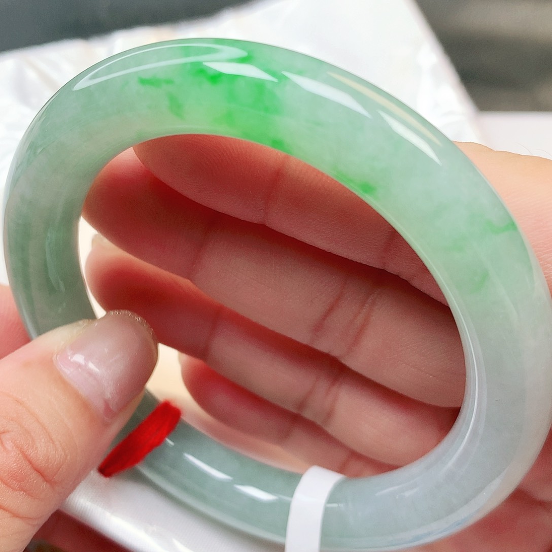 未镶嵌手镯翡翠缅甸纯天然A货老坑种翡翠晴底飘阳绿161号