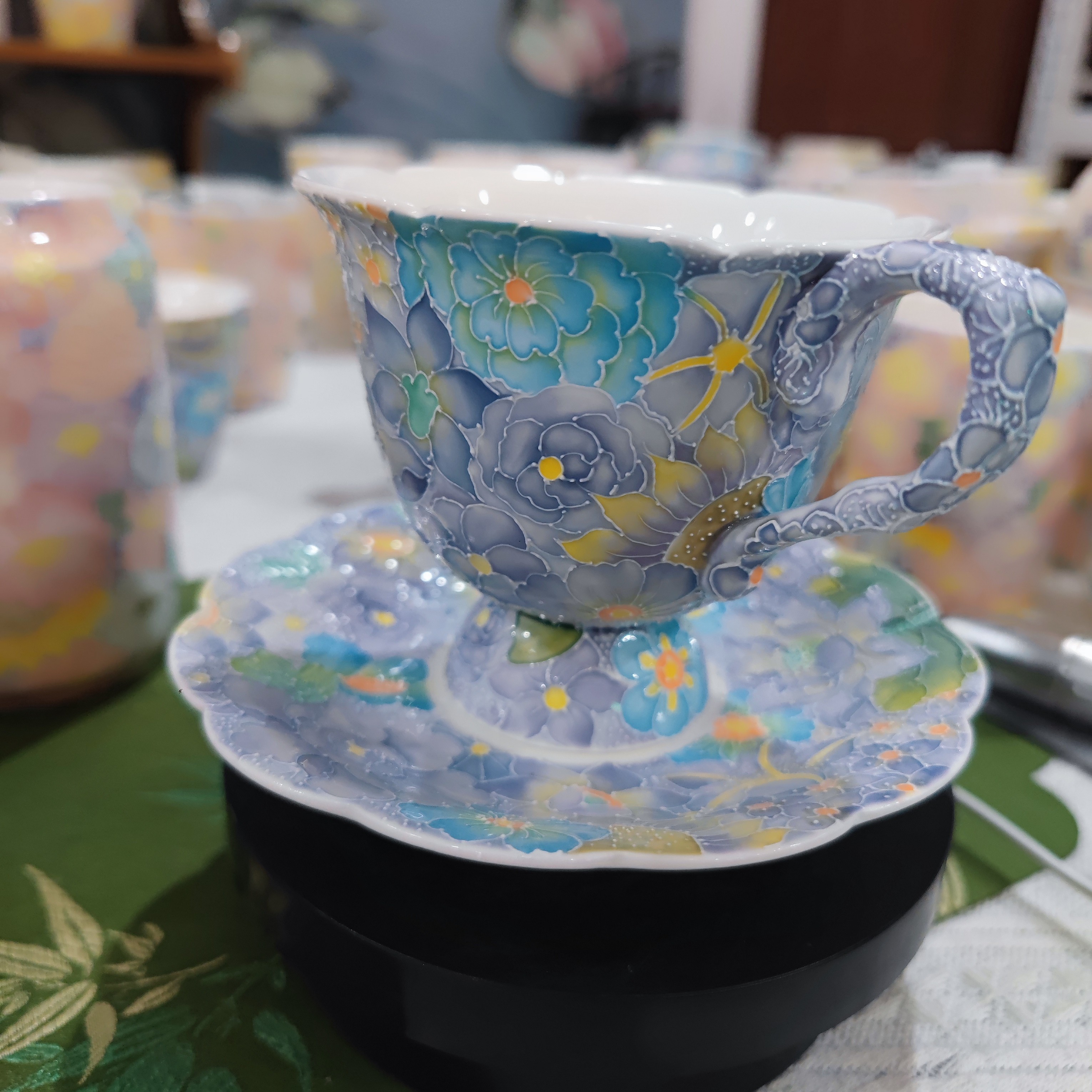 繁花图案高温瓷釉下彩咖啡杯套组水杯可盛牛奶燕麦