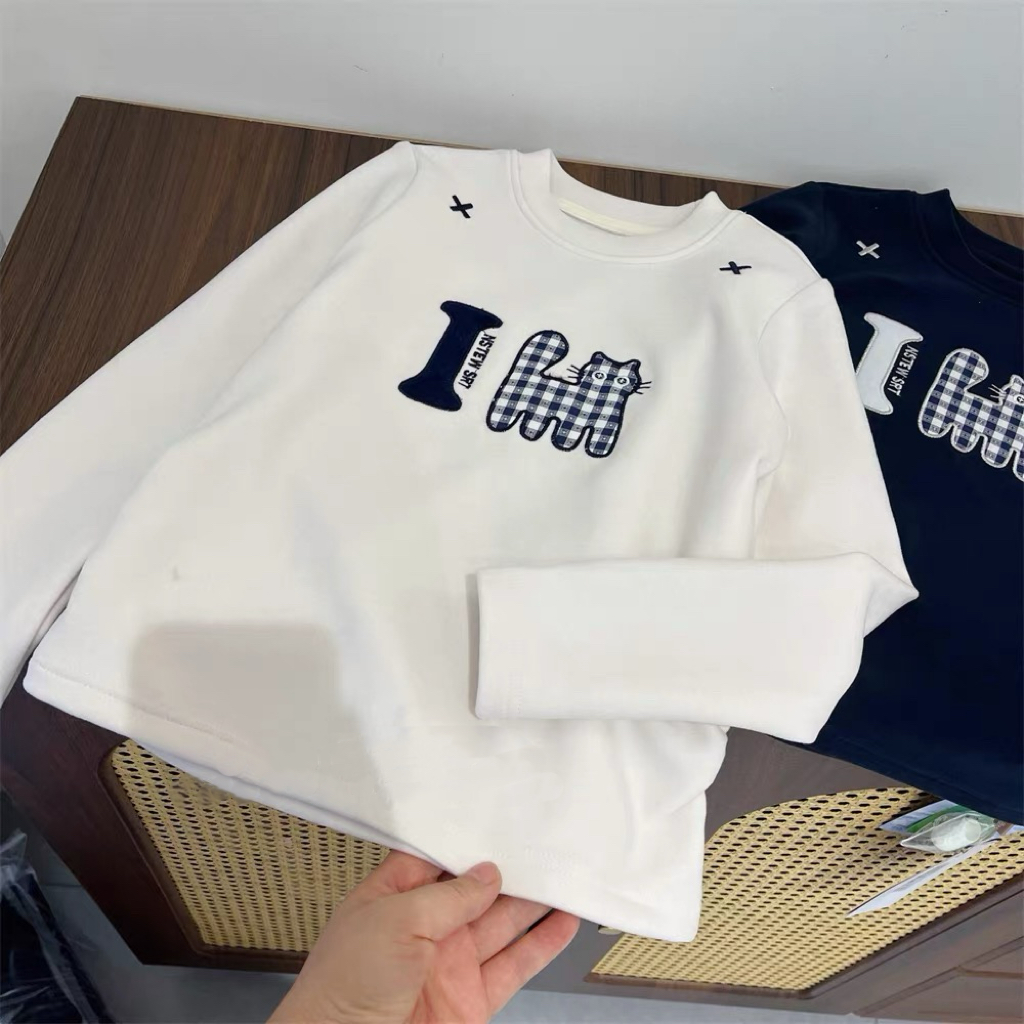 冬款韩范小猫刺绣冬季绒面女童打底衫 F260 260 R