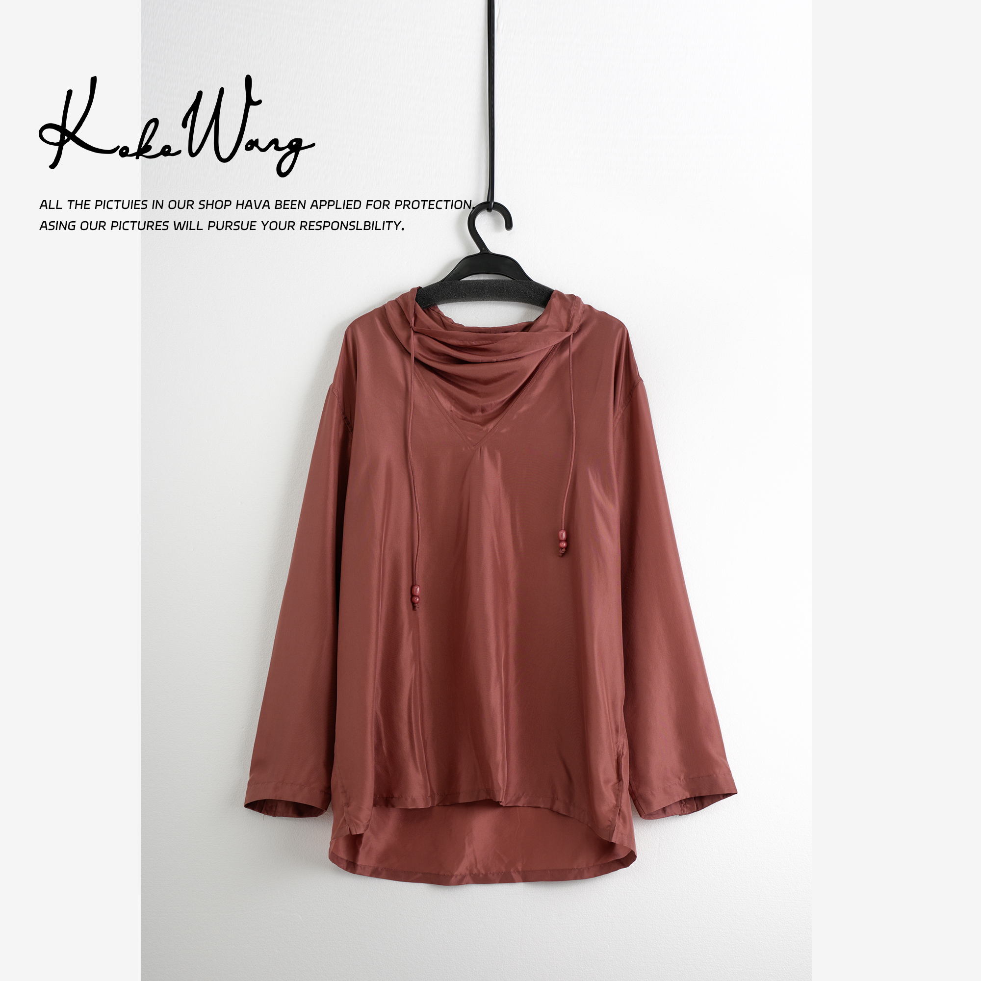 KOKO WANG夏季小众设计套头防晒长袖上衣X2445F28W01