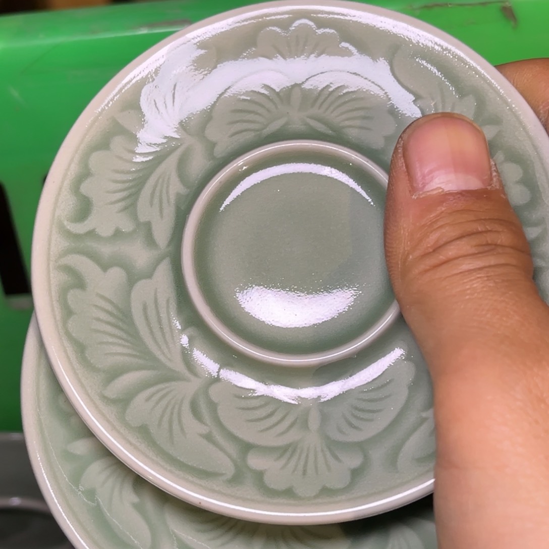 瓷瑕疵牡丹缩小托 2 只