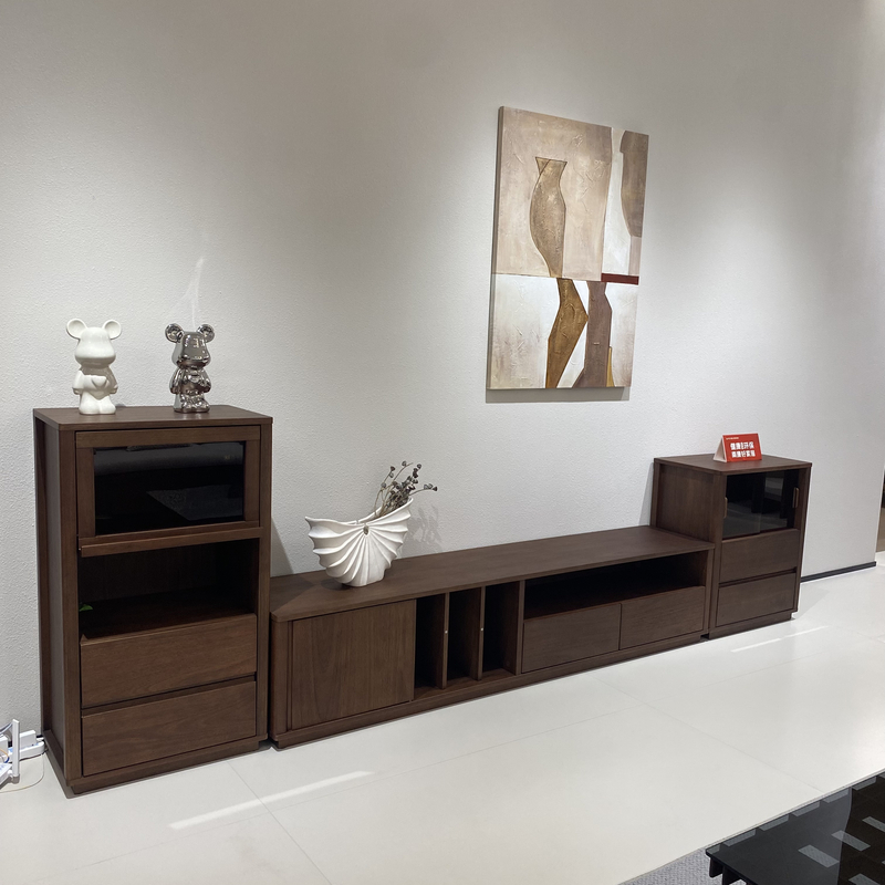 LDTV7122A/7120A#实木电视柜胡桃木储物柜意式极简客厅地柜高低柜