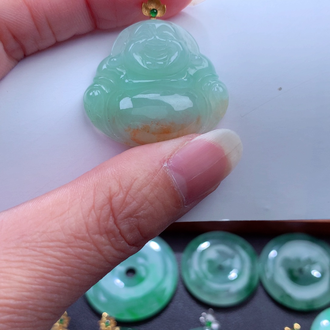 翡翠吊坠(不含链)18K金镶嵌