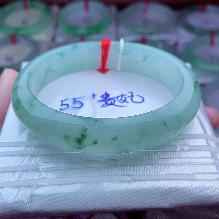 未镶嵌手镯（贵妃镯）翡翠0512-55贵妃 冰飘花 冰透起光