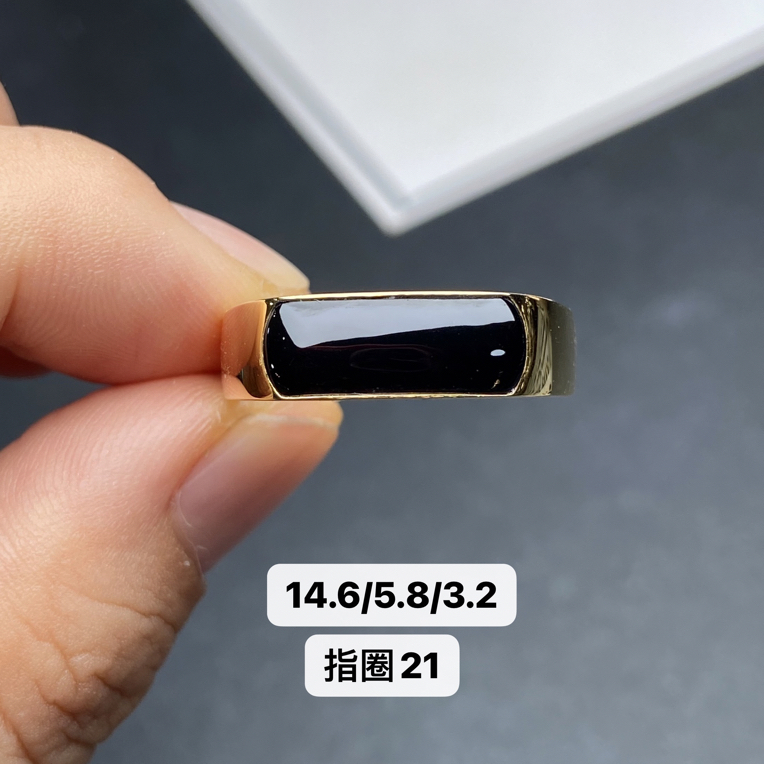 【墨翠戒指】  18k黄金镶嵌 品相饱满大气 尺寸如图一  