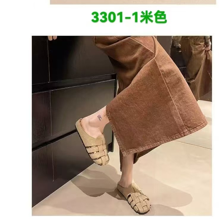 3301-1包头编织韩版平跟镂空平底包头拖网红休闲