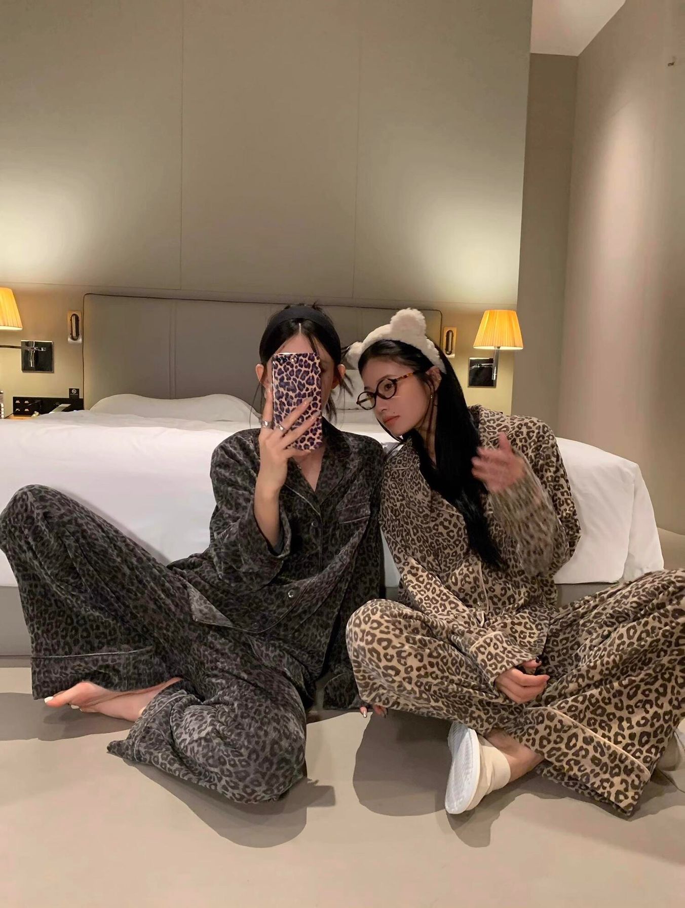 少女轻奢高级感豹纹德绒保暖睡衣女冬季新款ins风家居服可外穿