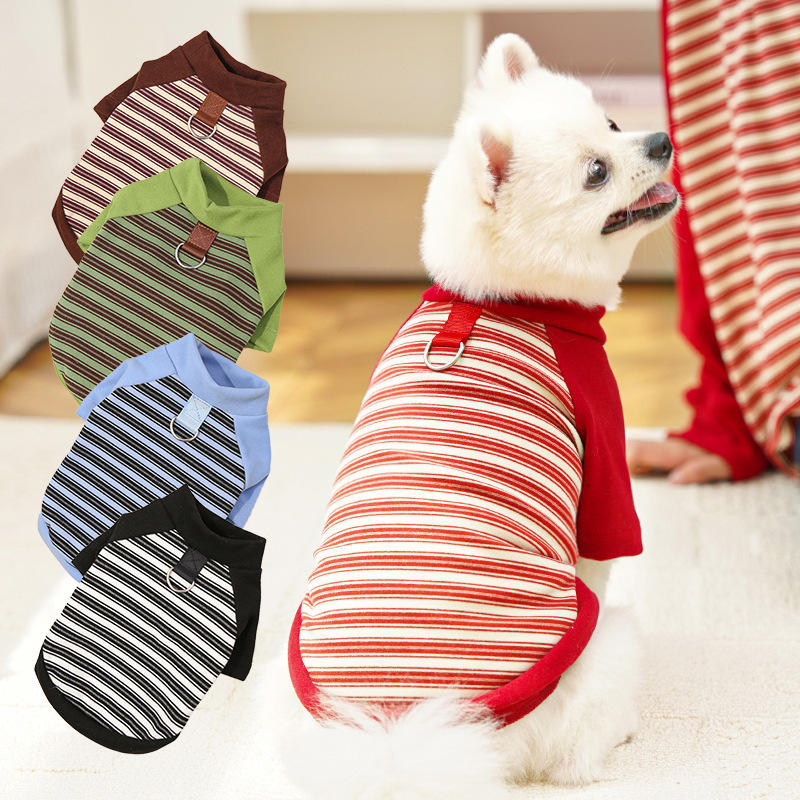 猫咪秋冬衣服饰条纹宠物小大狗狗法斗泰迪比熊百搭打底衫用品跨境