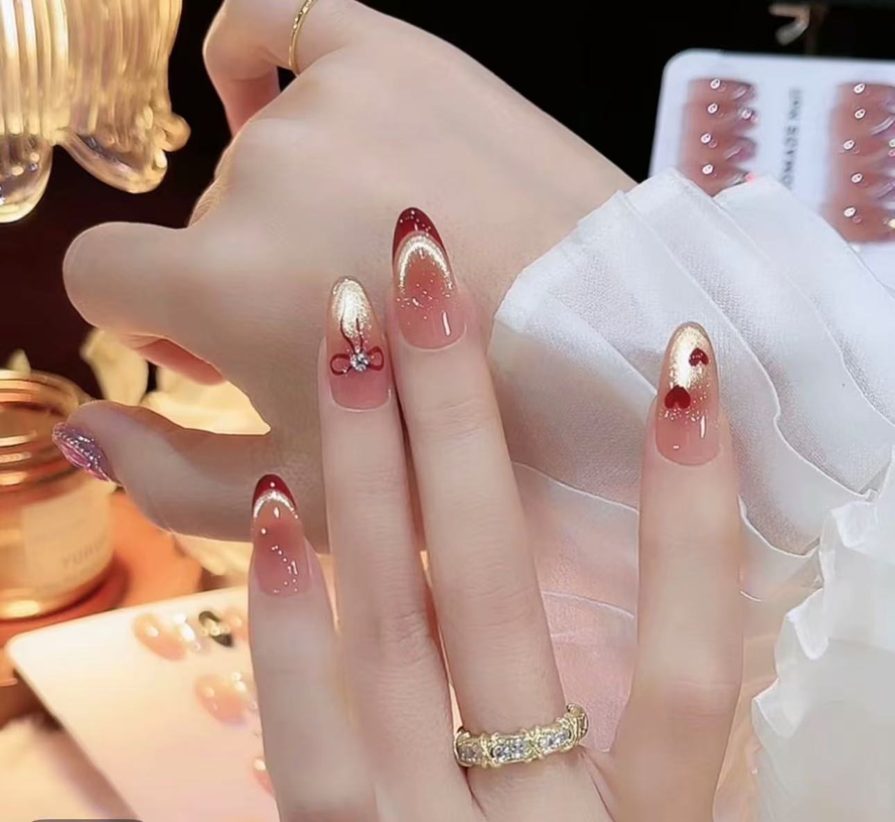 【酒红密语】时尚清新纯欲高级感成品穿载式手工美甲显白气质