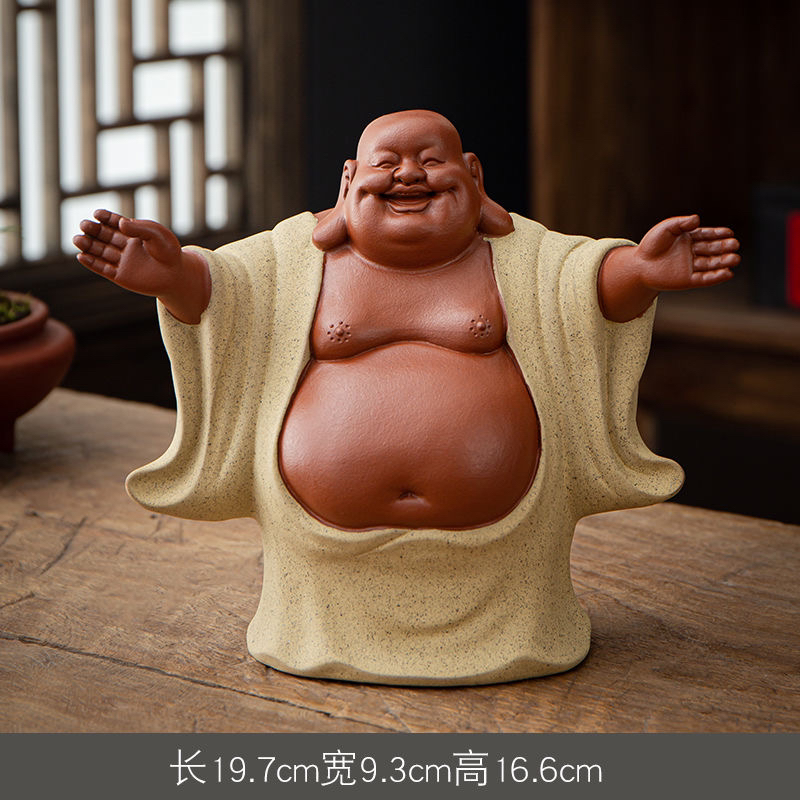 子墨专属紫砂茶宠招财大号弥勒佛摆件