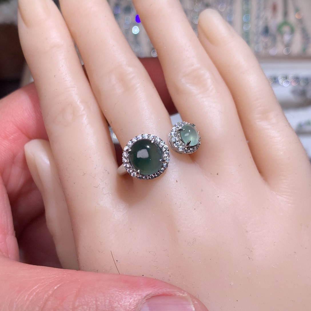 翡翠耳饰银S925镶嵌0017