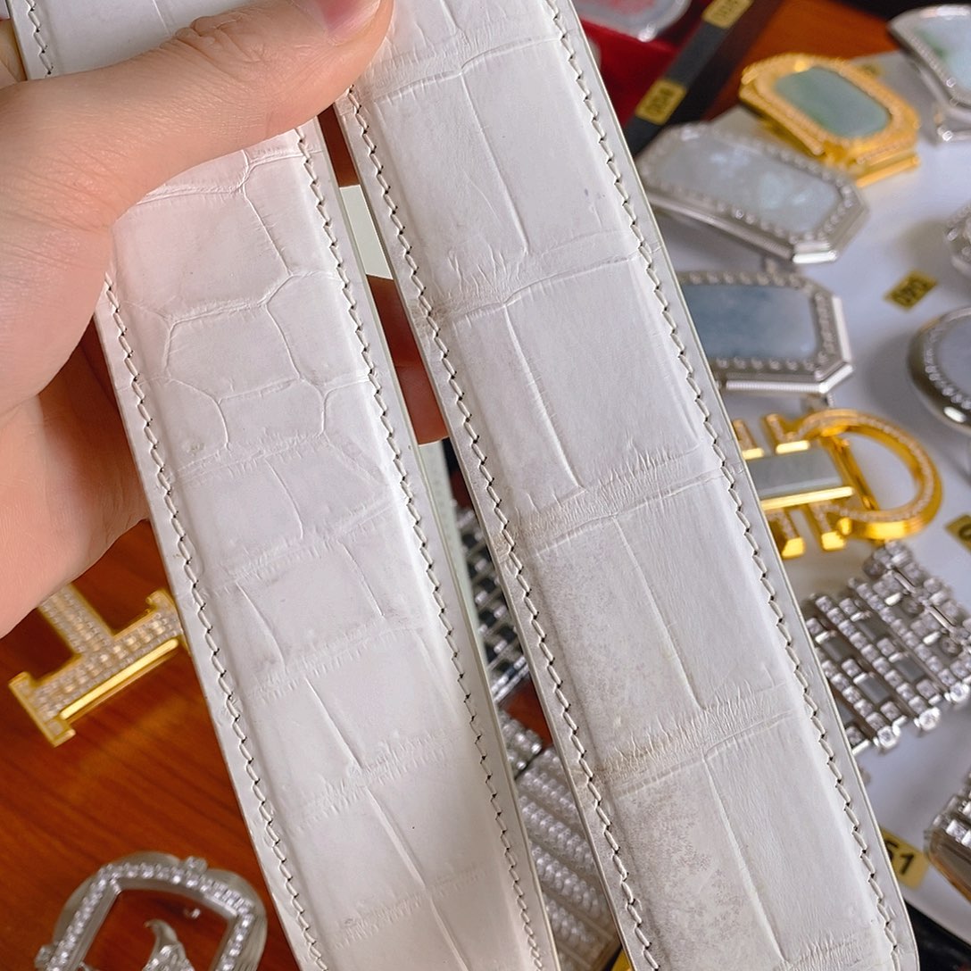 喜马拉雅白鳄鱼皮带3.8宽