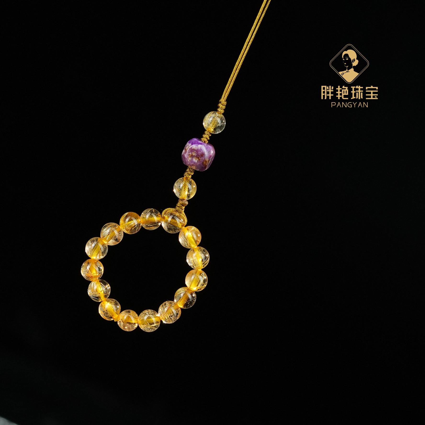 L*【喜盈门】发晶手绳挂件4mm@FMN02123041@