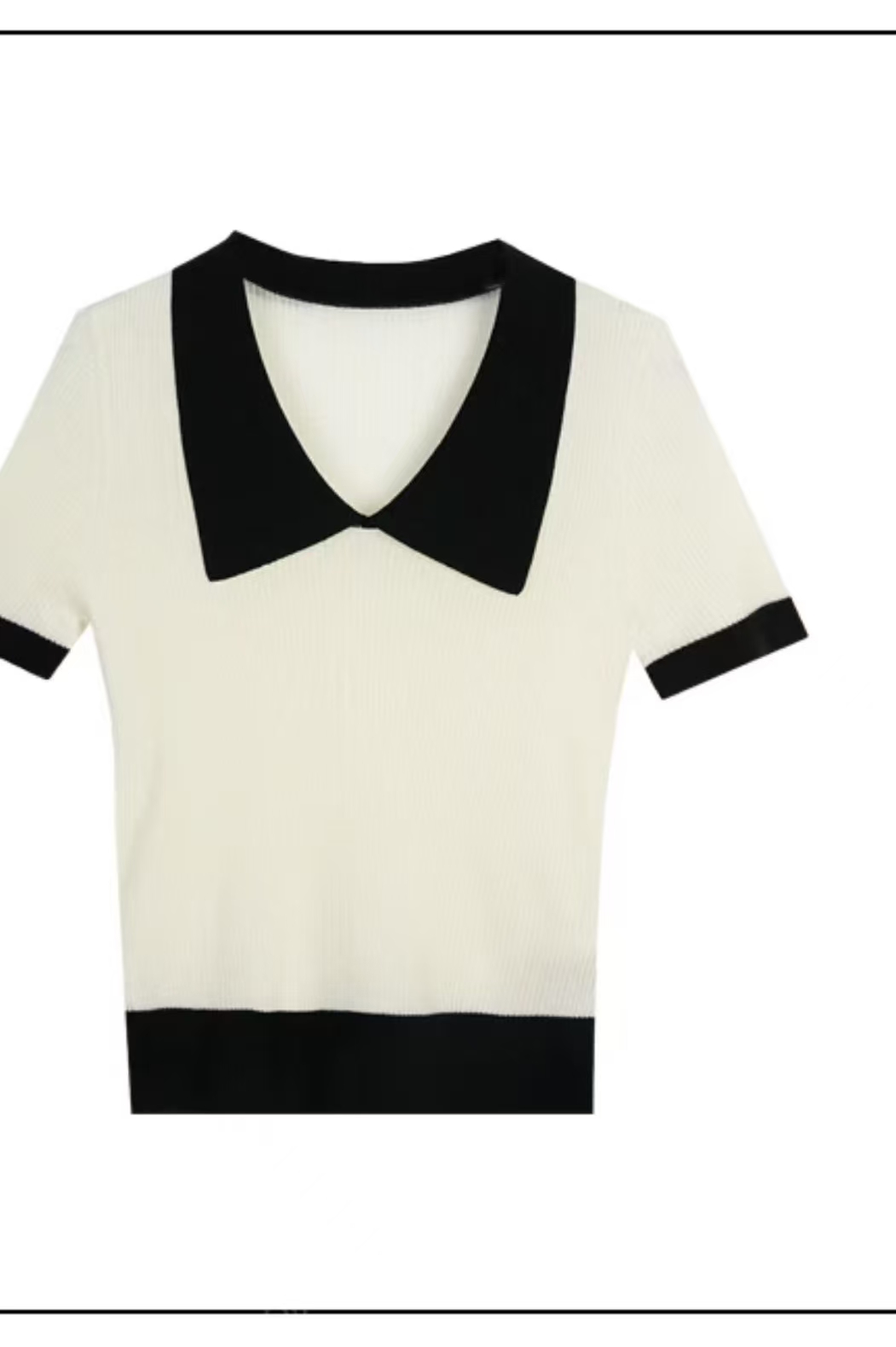 【卡云姿工厂店】100%莱赛尔-时尚青果领-拼色百搭气质坑条针织衫