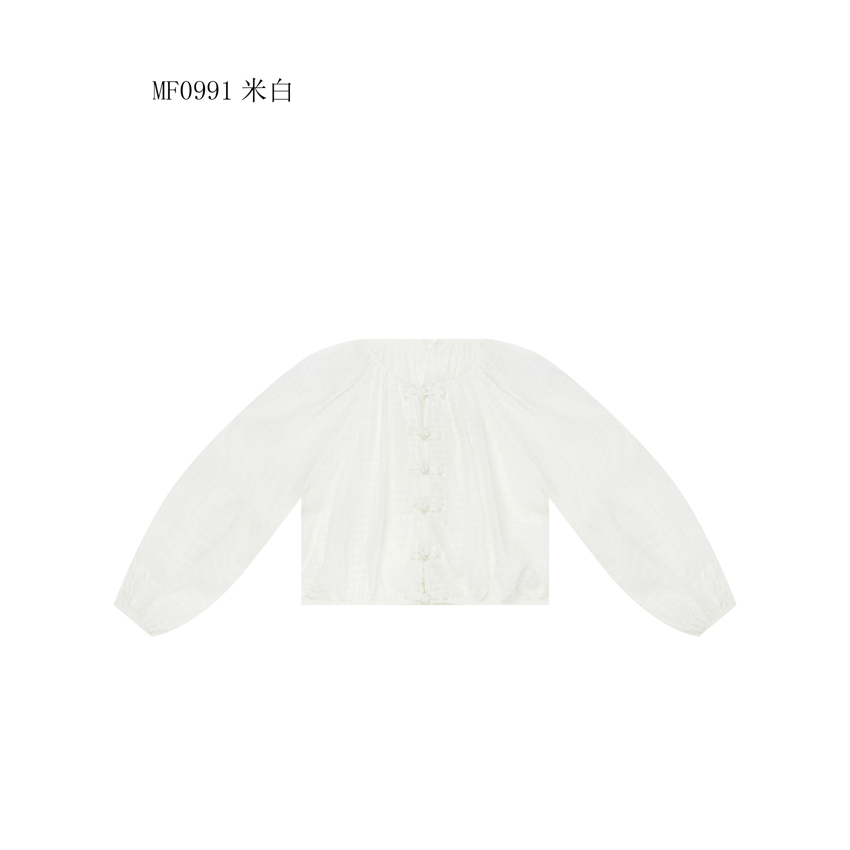 【麻訪家】MF0991米白文艺盘扣减龄百搭开衫长袖上衣