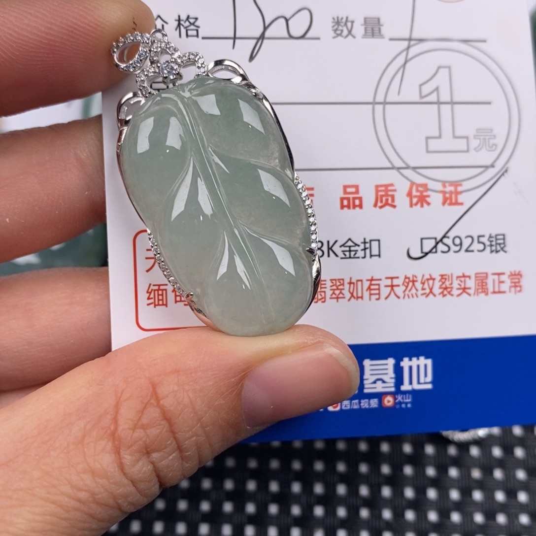 随***缘翡翠银S925镶嵌颈饰