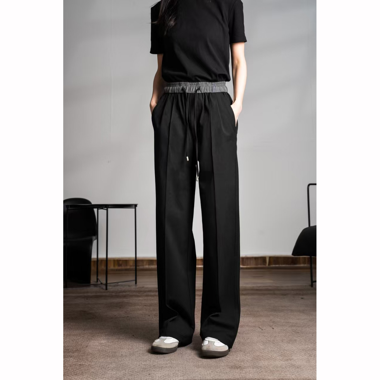 3-in-o【暮春见夏】25ss混纺撞色垂感直筒休闲裤男女-2889