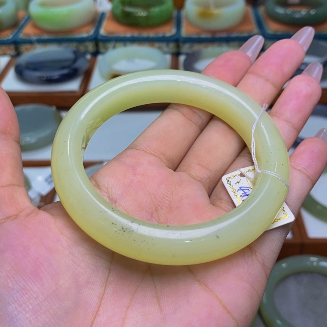 和田玉手镯未镶嵌和田玉若羌黄口58