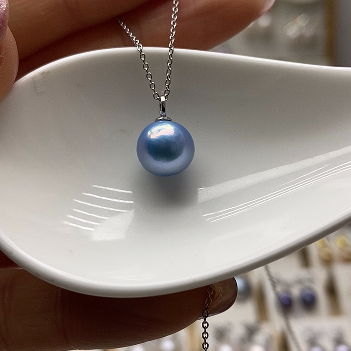 淡水珍珠银S925镶嵌吊坠