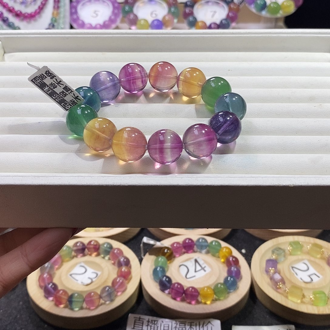萤石手链未镶嵌16加彩色萤石
