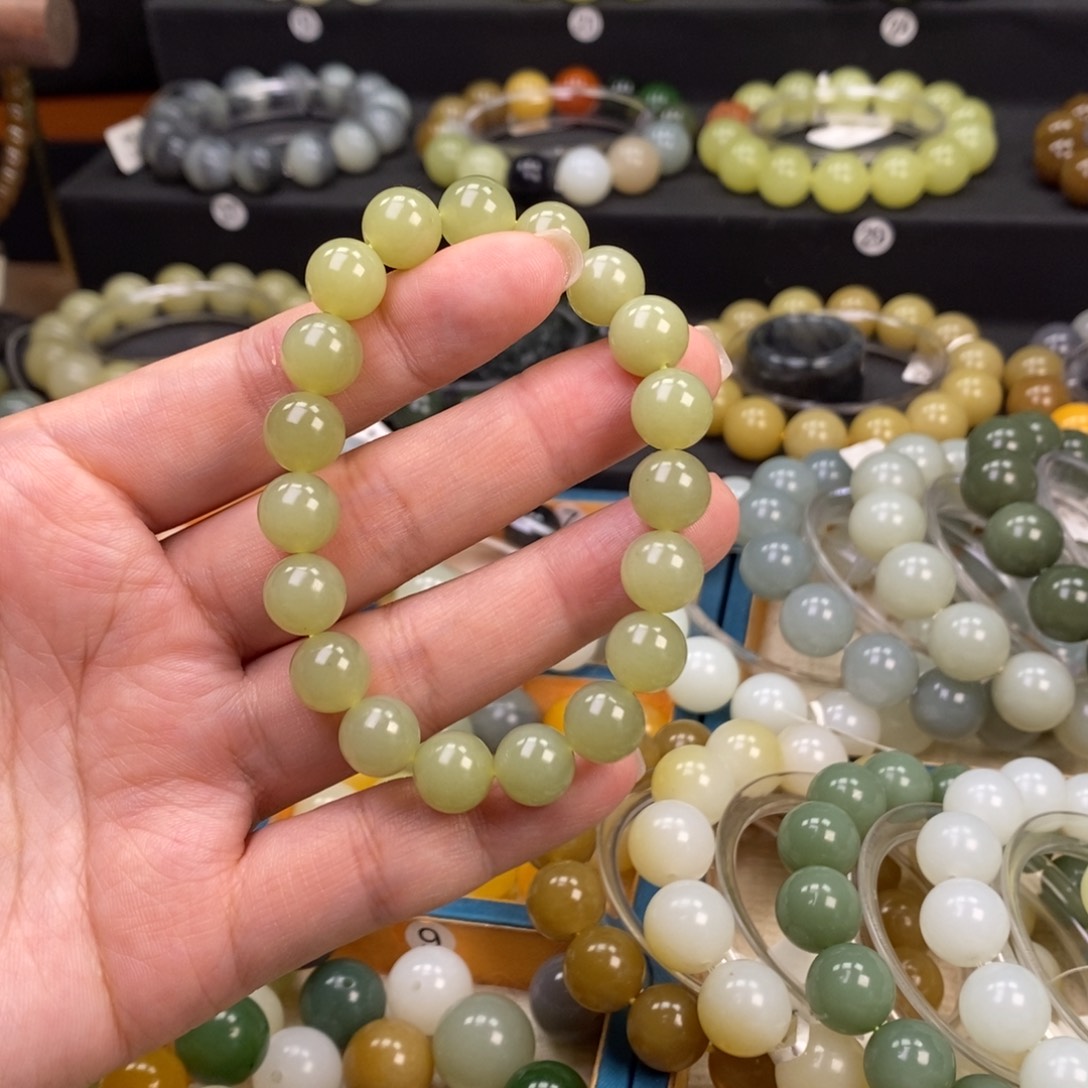 和田玉手链 10MM未镶嵌青黄口