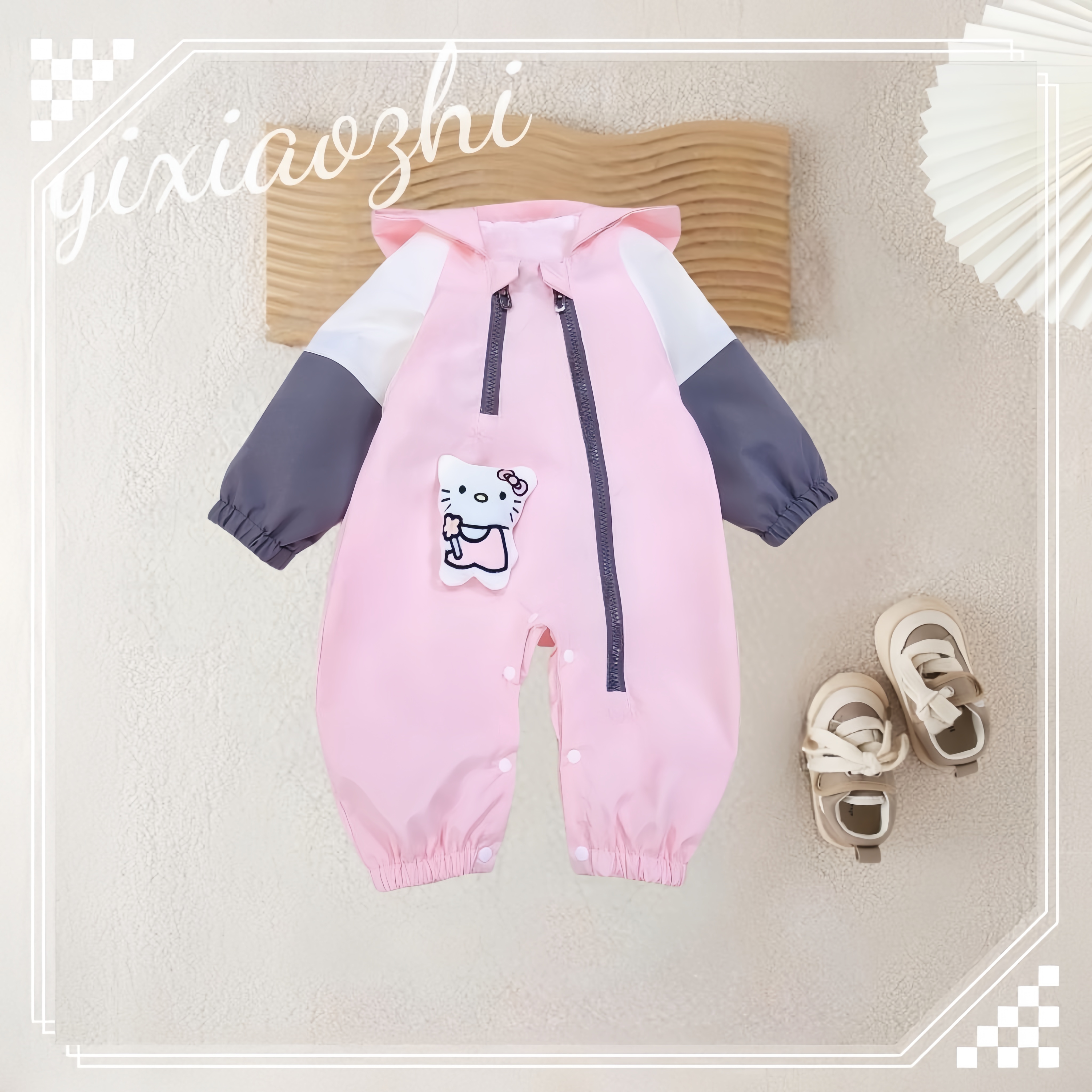 婴儿衣服秋装婴幼儿连体衣外套宝宝哈衣爬服春秋季超萌连帽外出服