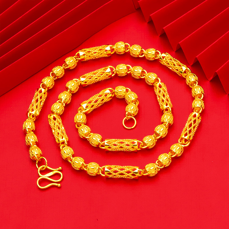 合金项链 18K真金色（竹节镂空项链）男款经典毛衣链 夹克链 风衣链