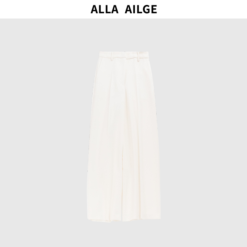 ALLA AILGE「继承人」抗皱老钱白色直筒休闲长裤