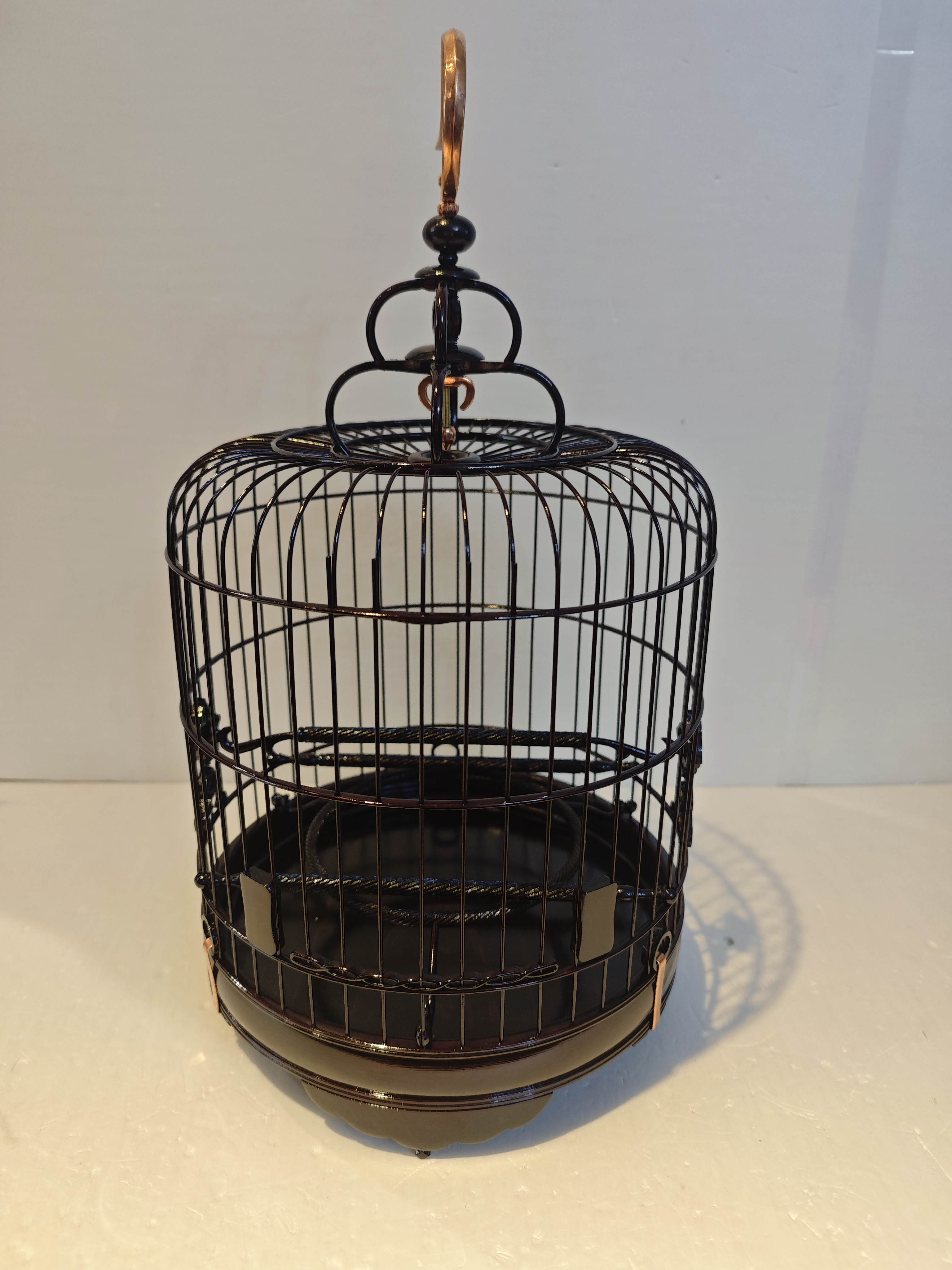 绣眼鸟笼48枝5波锁链门直径22笼身净高23天然生漆