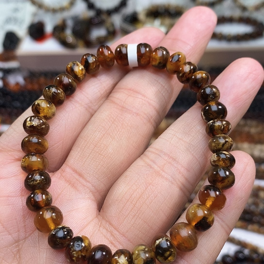 琥珀未镶嵌手链7花