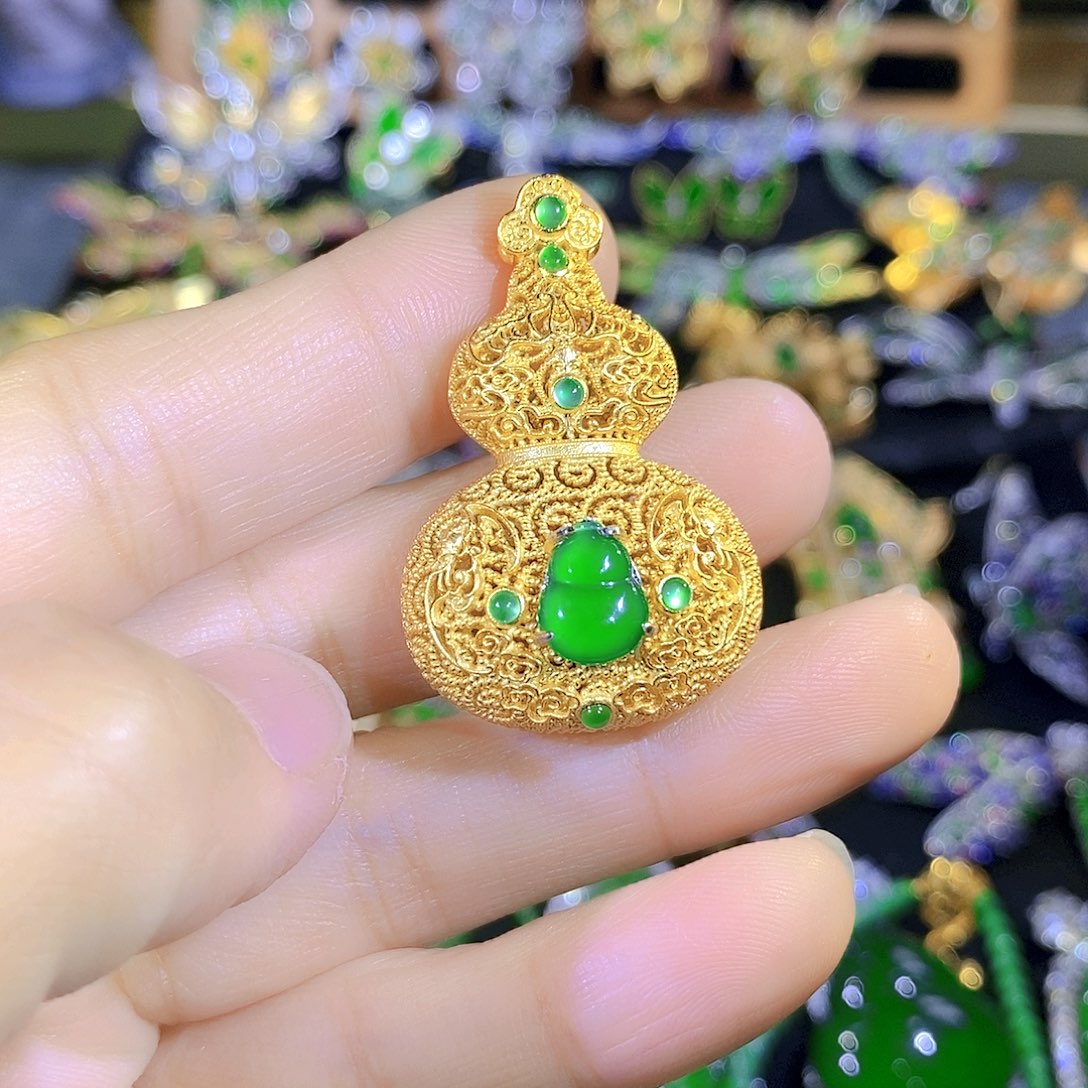 吊坠(不含链)银S925镶嵌翡翠