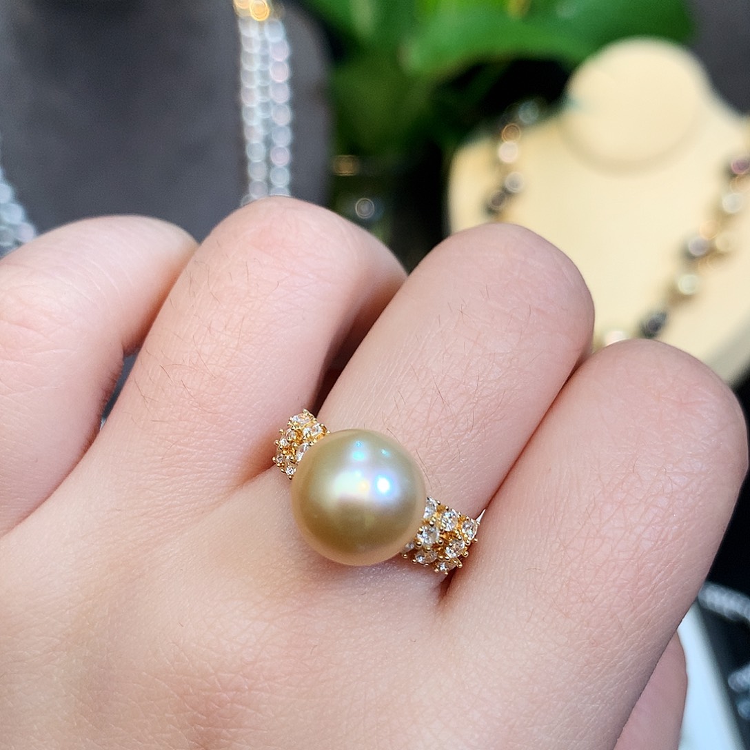 银S925镶嵌戒指海水珍珠