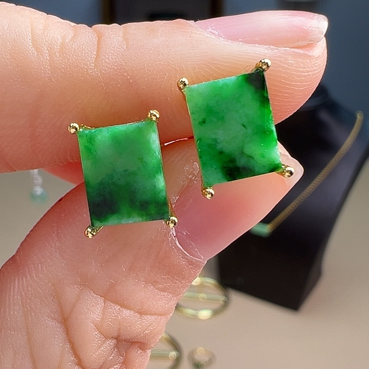 翡翠耳饰银S925镶嵌耳饰30