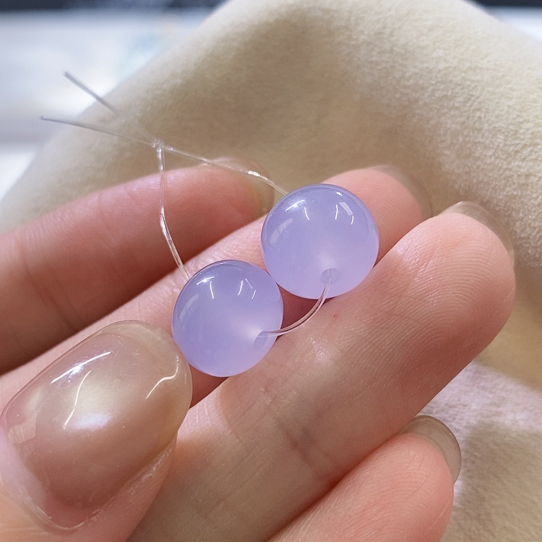 翡翠未镶嵌挂件粉紫鼓珠好胶润