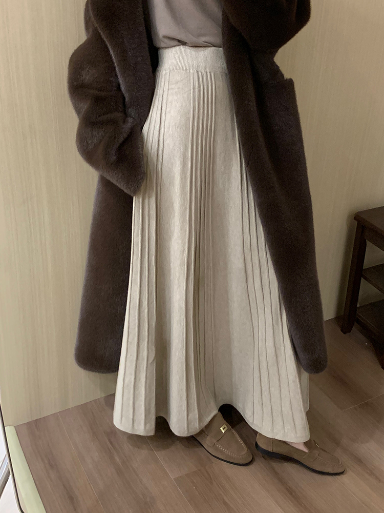 韩系秋冬季高腰淑女风半裙2024新款韩版长款百搭显瘦半身裙伞裙