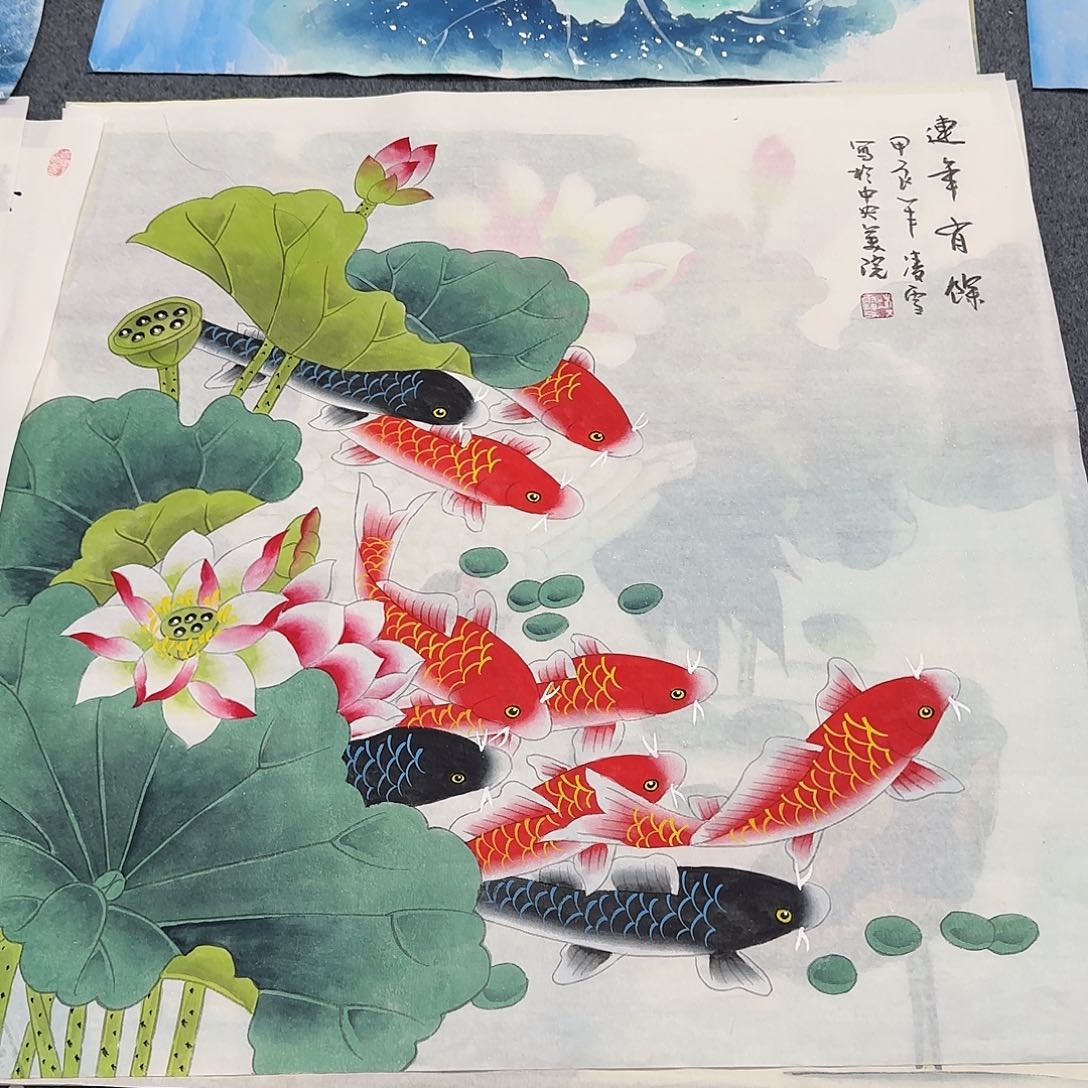 国画尺寸70X70手绘作品 