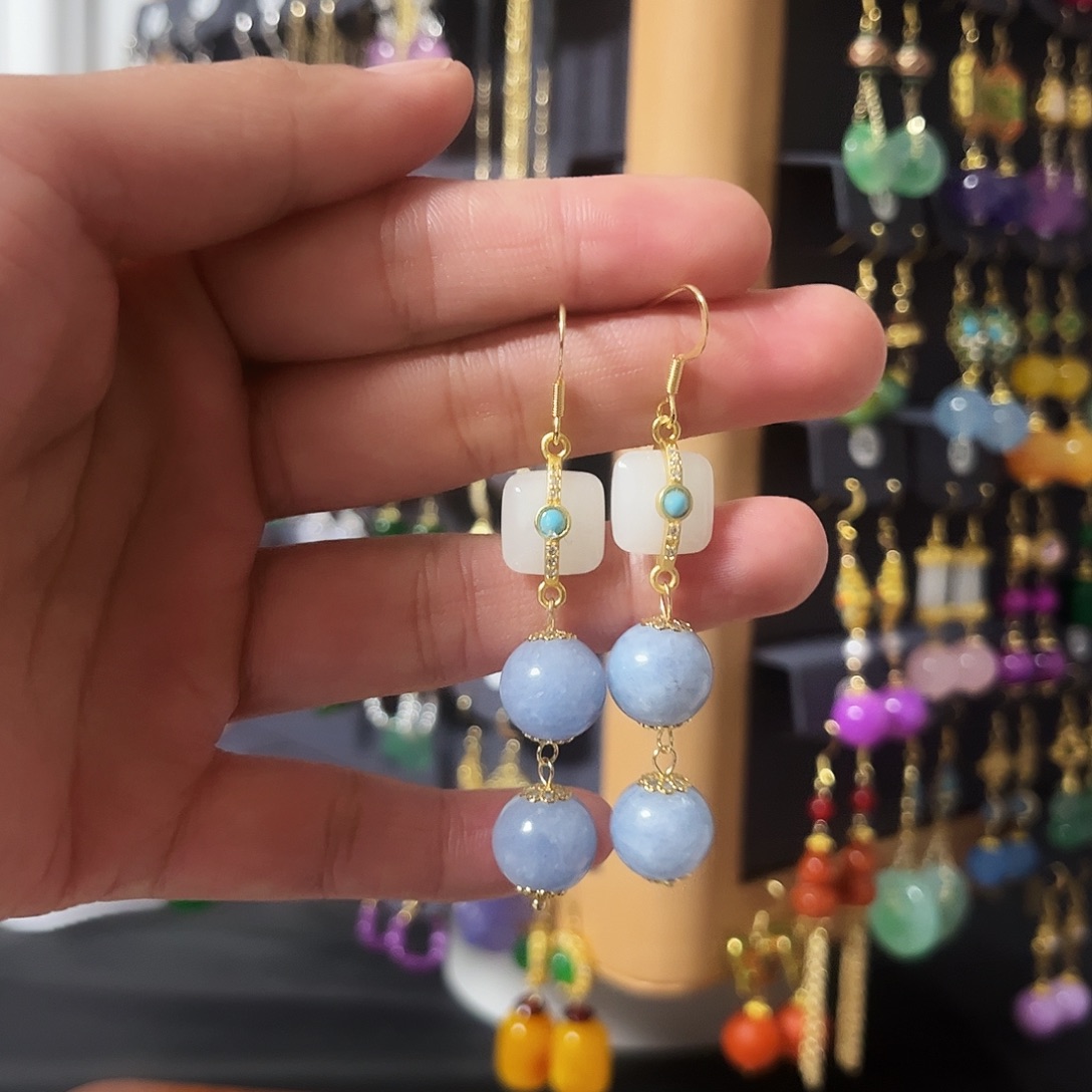 锆石纯铜925银耳饰